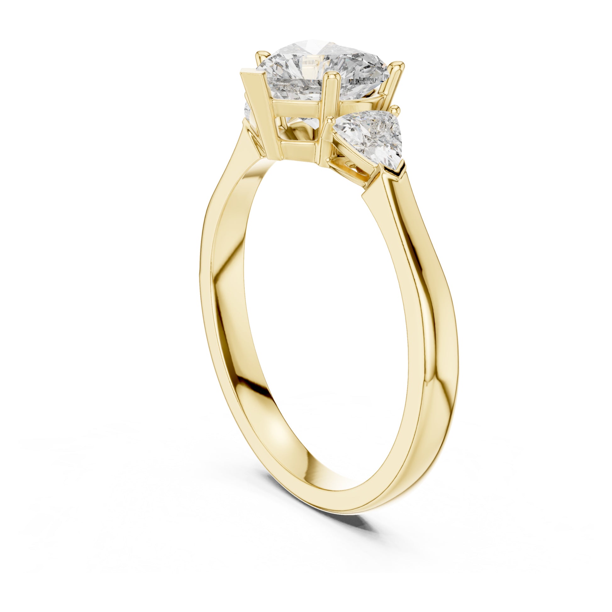 Amara 1 Carat Heart Lab Grown Diamond Collet Three Stone Ring