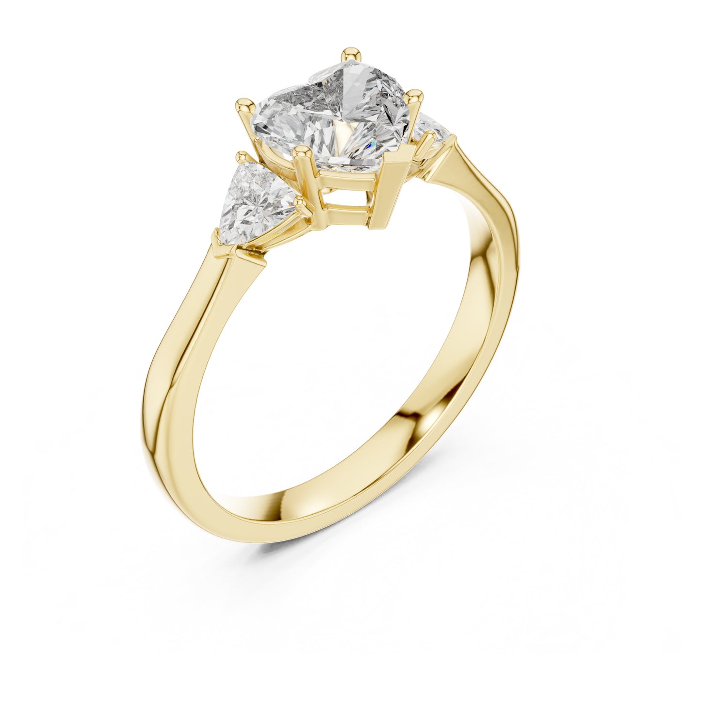 Amara 1 Carat Heart Lab Grown Diamond Collet Three Stone Ring