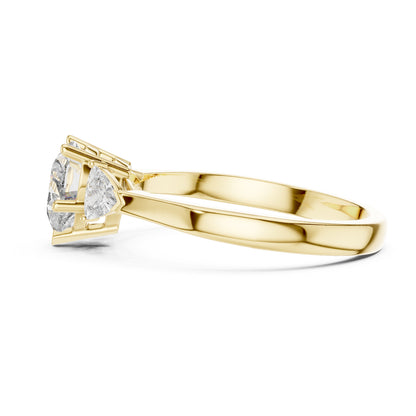 Amara 1 Carat Heart Lab Grown Diamond Collet Three Stone Ring