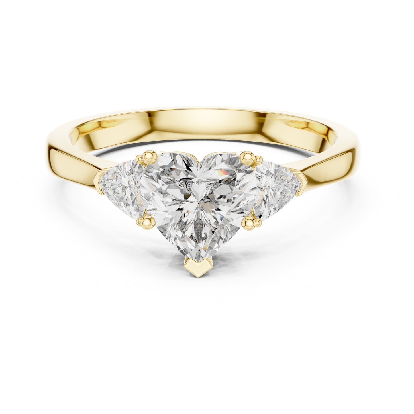 Amara 1 Carat Heart Lab Grown Diamond Collet Three Stone Ring