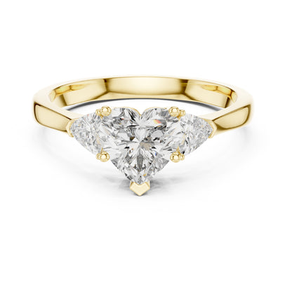 Amara 1 Carat Heart Lab Grown Diamond Collet Three Stone Ring