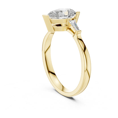 Sienna 1 Carat Pear Lab Grown Diamond Baguette Three Stone Ring
