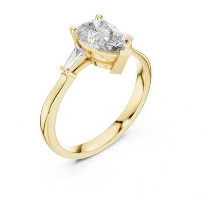 Sienna 1 Carat Pear Lab Grown Diamond Baguette Three Stone Ring