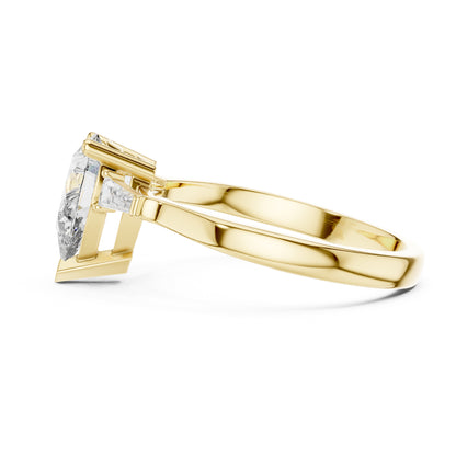 Sienna 1 Carat Pear Lab Grown Diamond Baguette Three Stone Ring