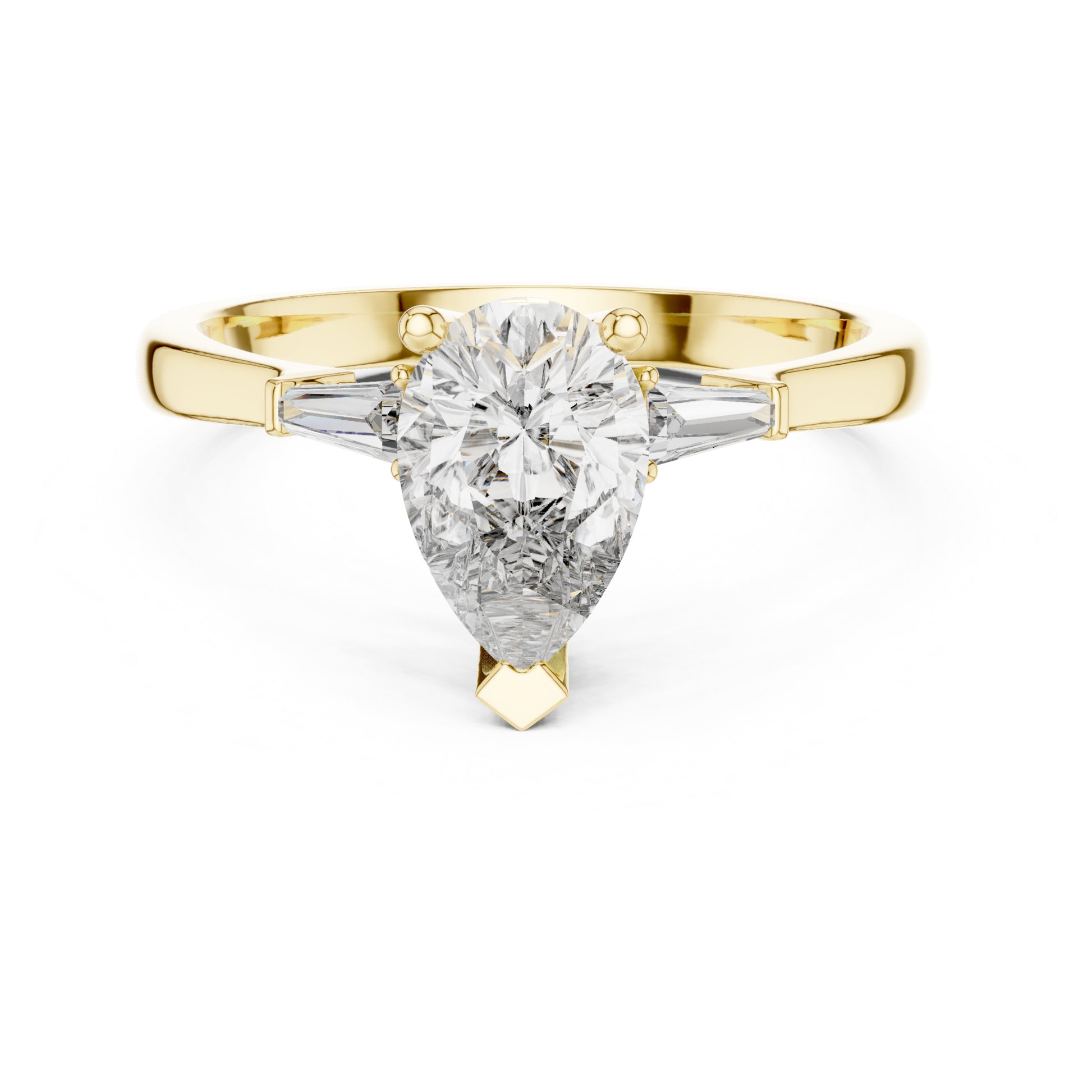 Sienna 1 Carat Pear Lab Grown Diamond Baguette Three Stone Ring