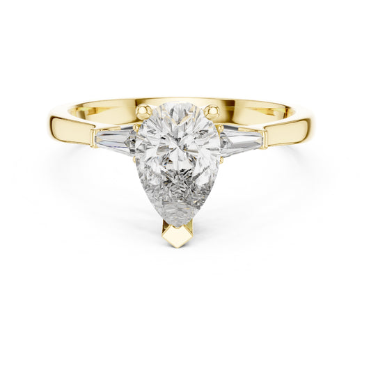 Sienna 1 Carat Pear Lab Grown Diamond Baguette Three Stone Ring