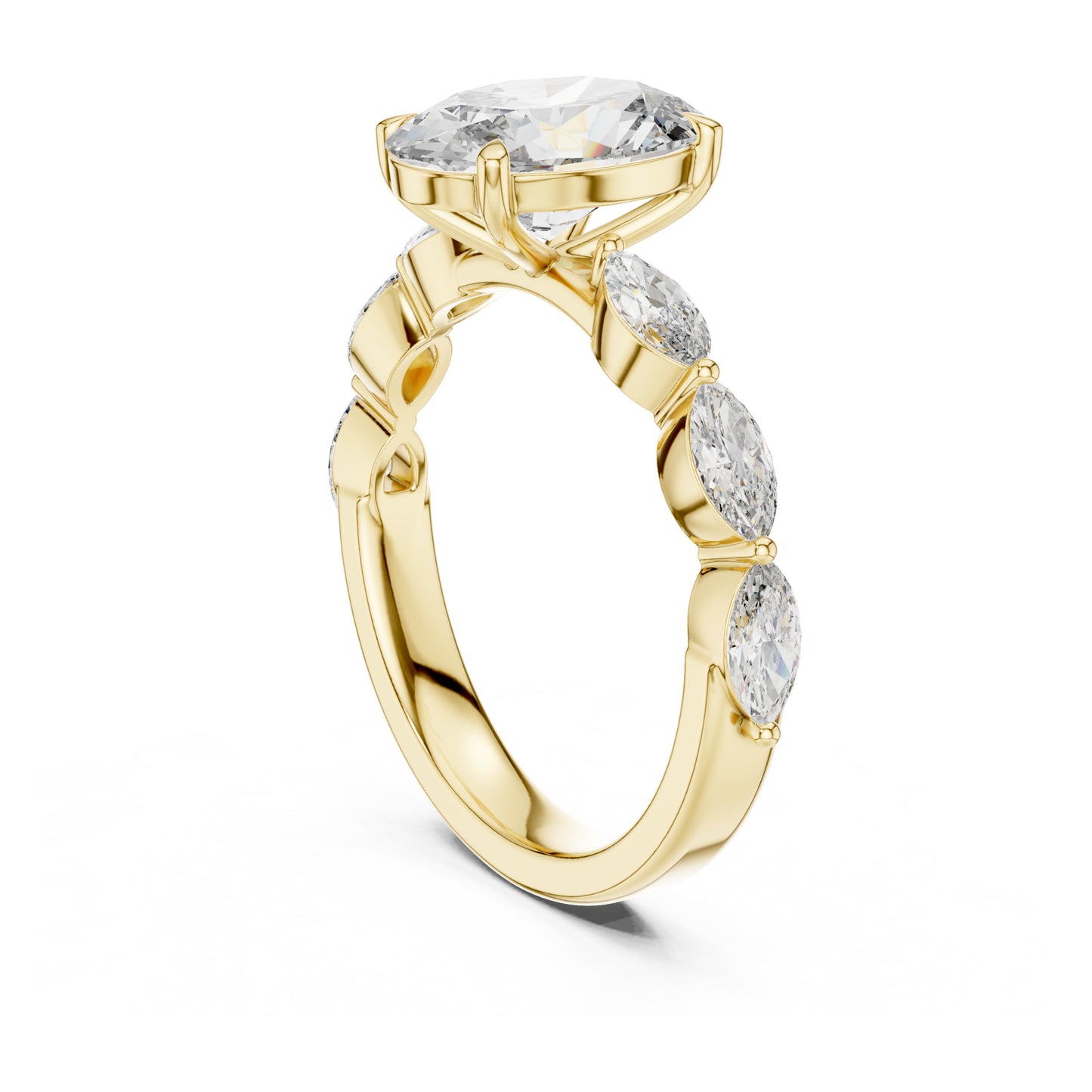 Flora 2 Carat Oval Lab Grown Diamond Graduated Engagement Ring