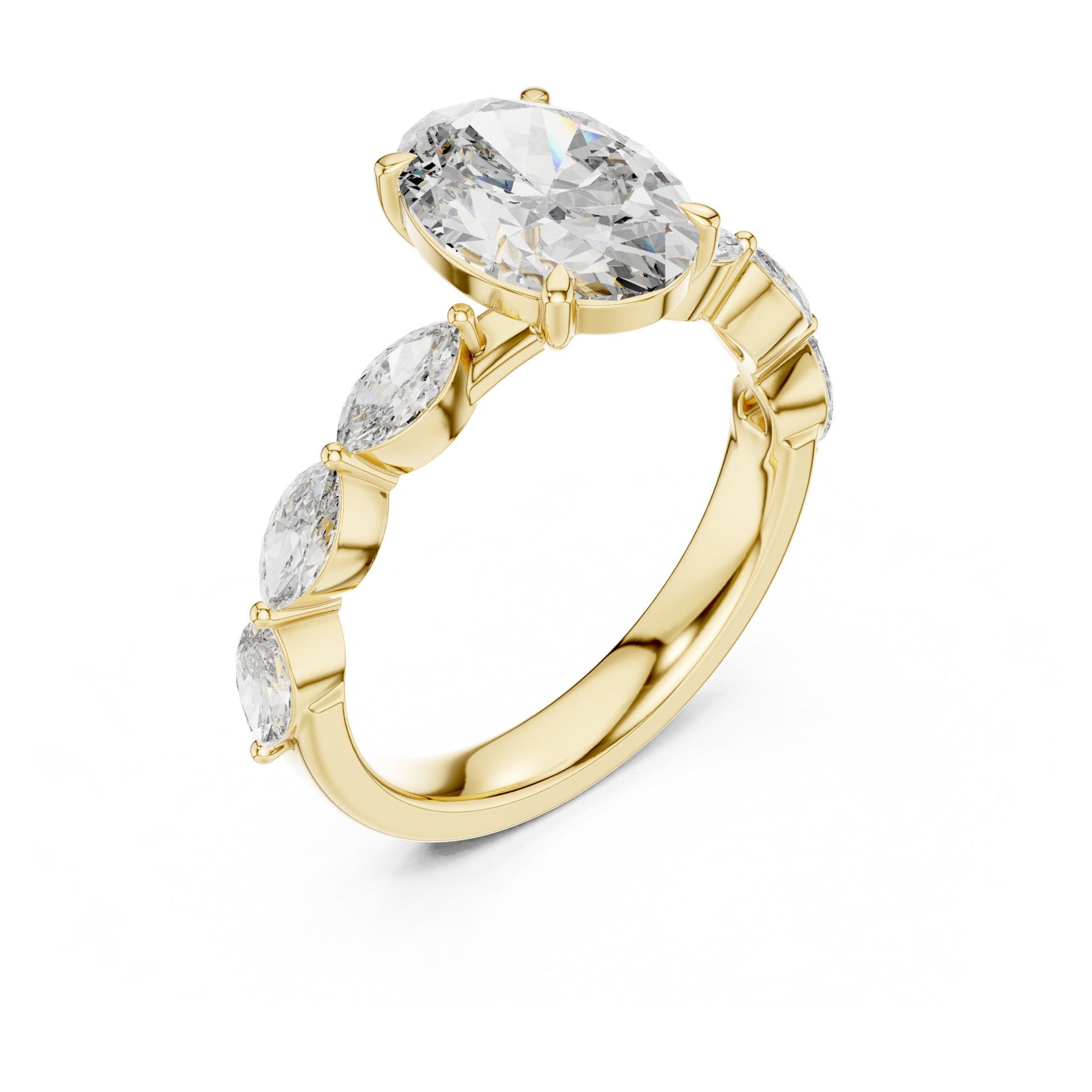 Flora 2 Carat Oval Lab Grown Diamond Graduated Engagement Ring
