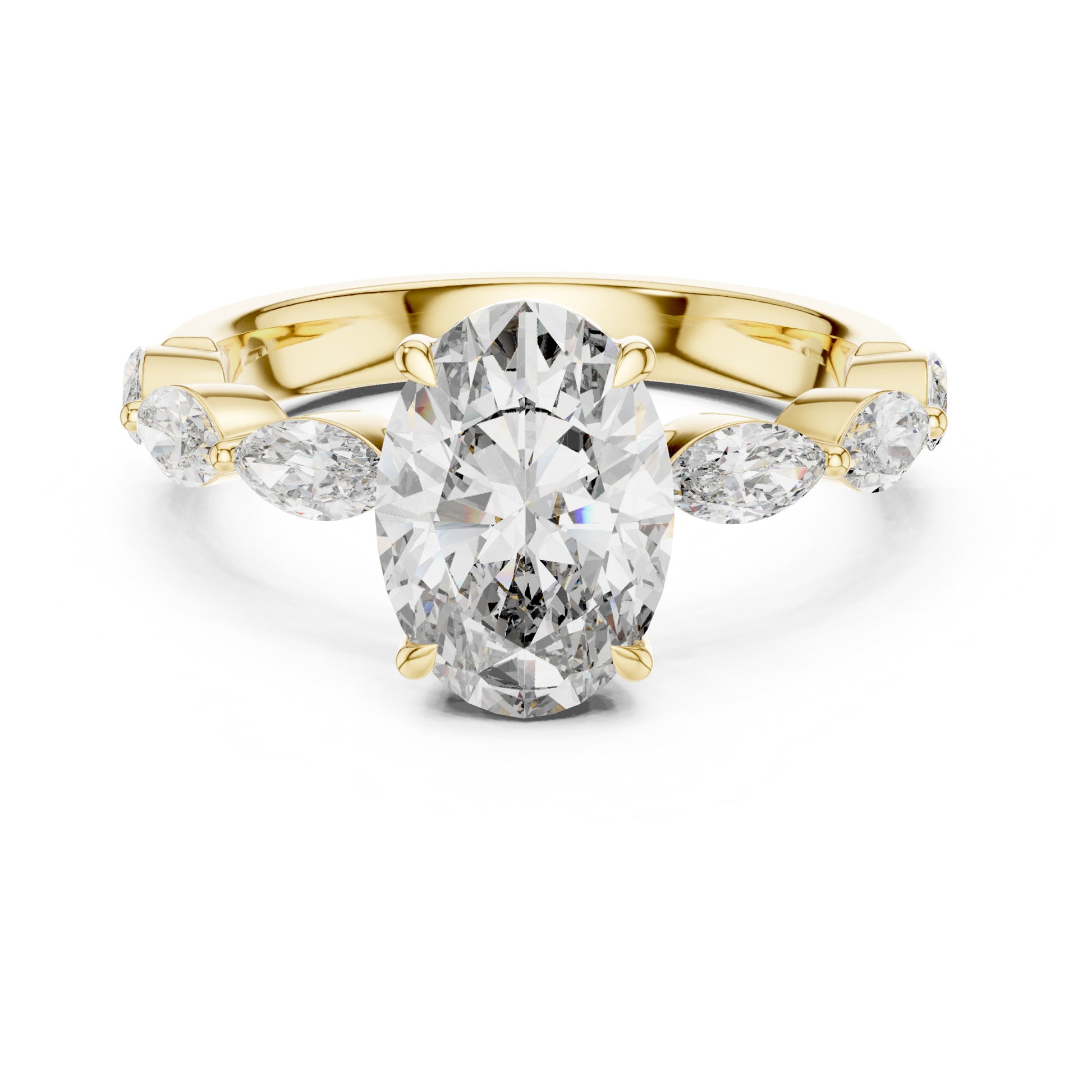 Flora 2 Carat Oval Lab Grown Diamond Graduated Engagement Ring