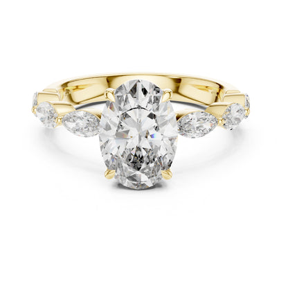 Flora 2 Carat Oval Lab Grown Diamond Graduated Engagement Ring