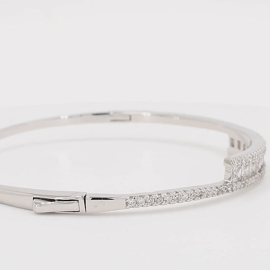 Divara Valentina Bangle sterling silver 925 cubic zirconia bracelet, 360 degree video