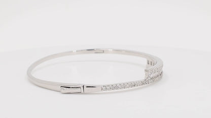 Divara Valentina Bangle sterling silver 925 cubic zirconia bracelet, 360 degree video