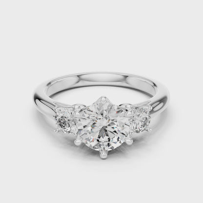 Sienna 1 Carat Round Lab Grown Diamond Three Stone Ring - White Gold video