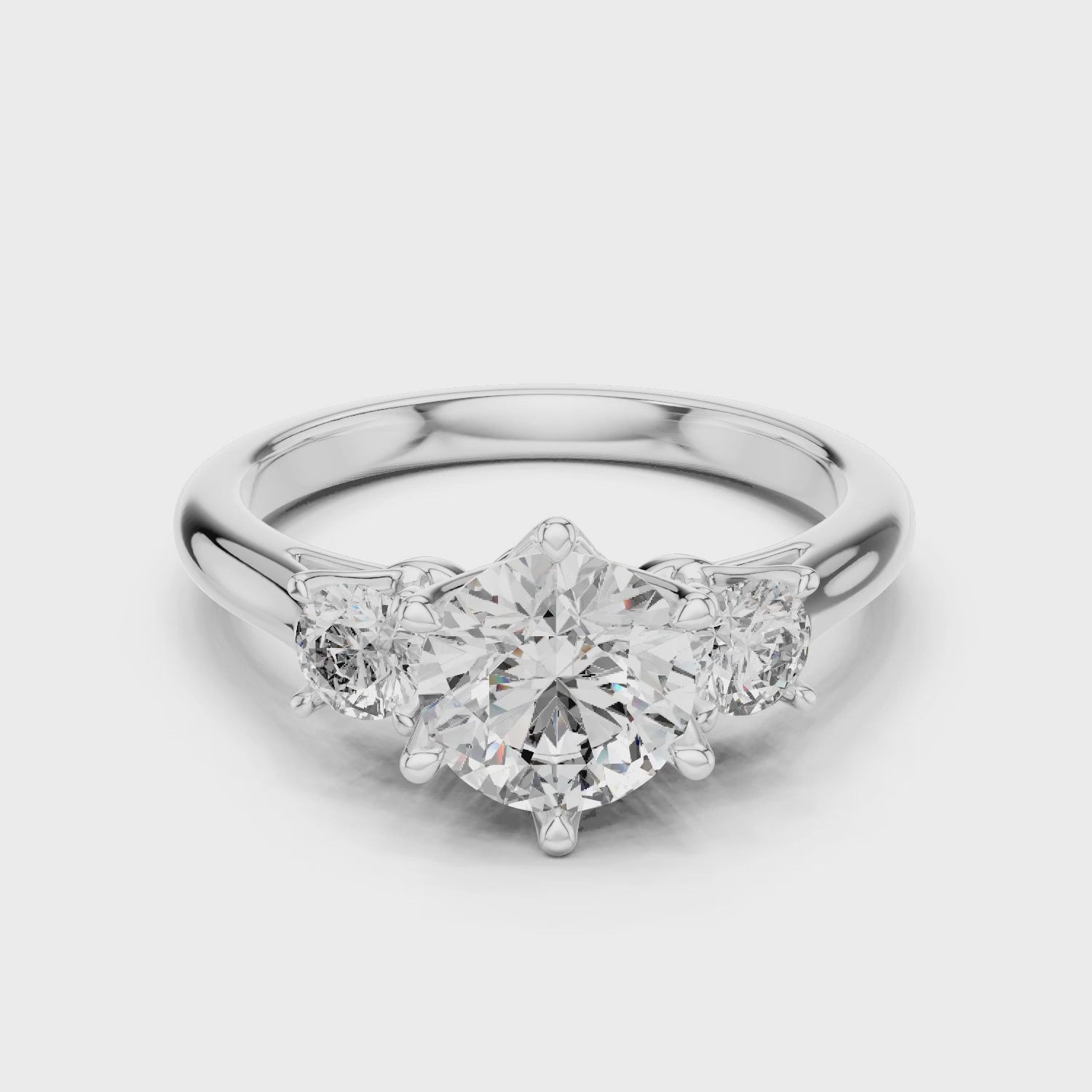 Sienna 1 Carat Round Lab Grown Diamond Three Stone Ring - White Gold video