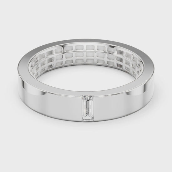 Vera Baguette Lab Grown Diamond Wedding Band - White Gold video