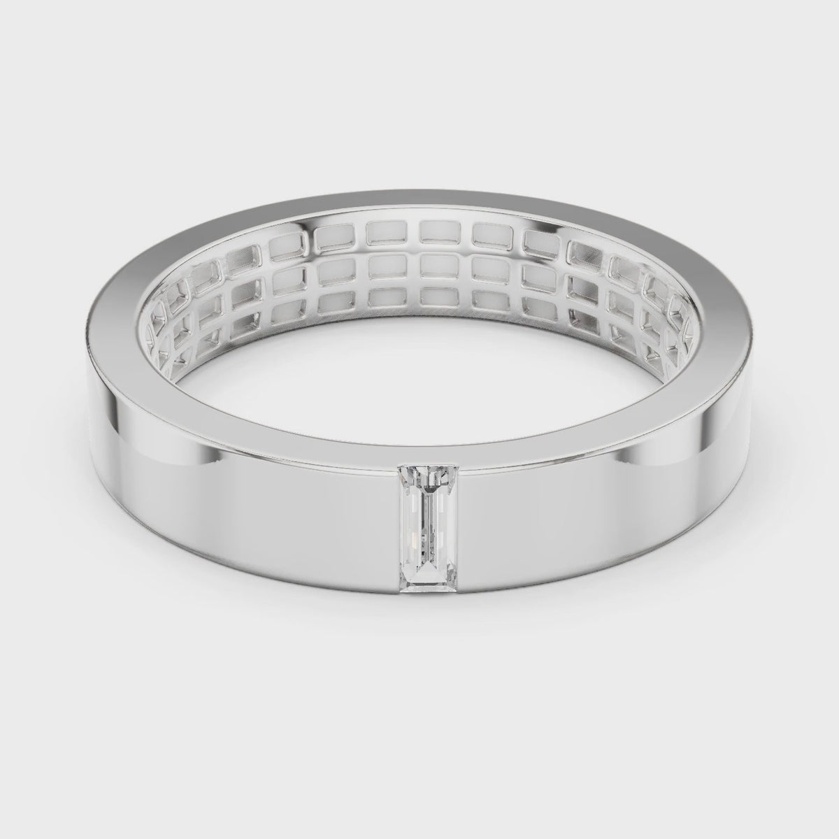 Vera Baguette Lab Grown Diamond Wedding Band - White Gold video
