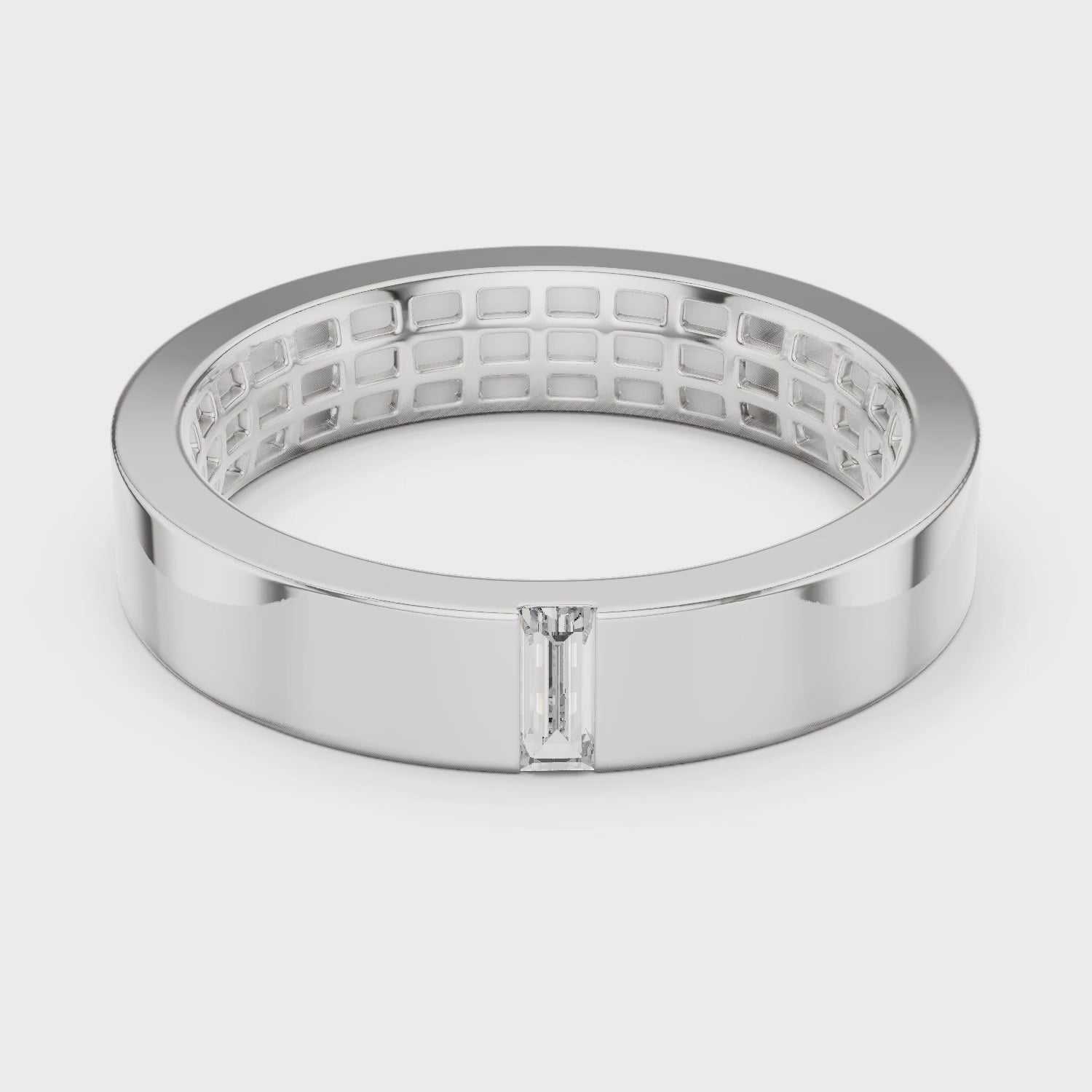 Vera Baguette Lab Grown Diamond Wedding Band - White Gold video