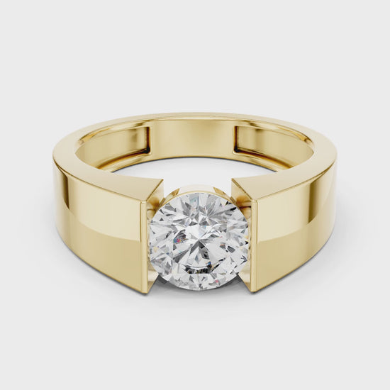 Vera 1.5 Carat Round Lab Grown Diamond Geometric Ring - Yellow Gold video