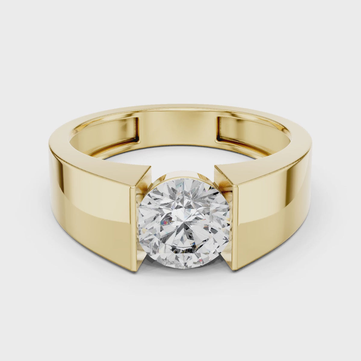 Vera 1.5 Carat Round Lab Grown Diamond Geometric Ring - Yellow Gold video