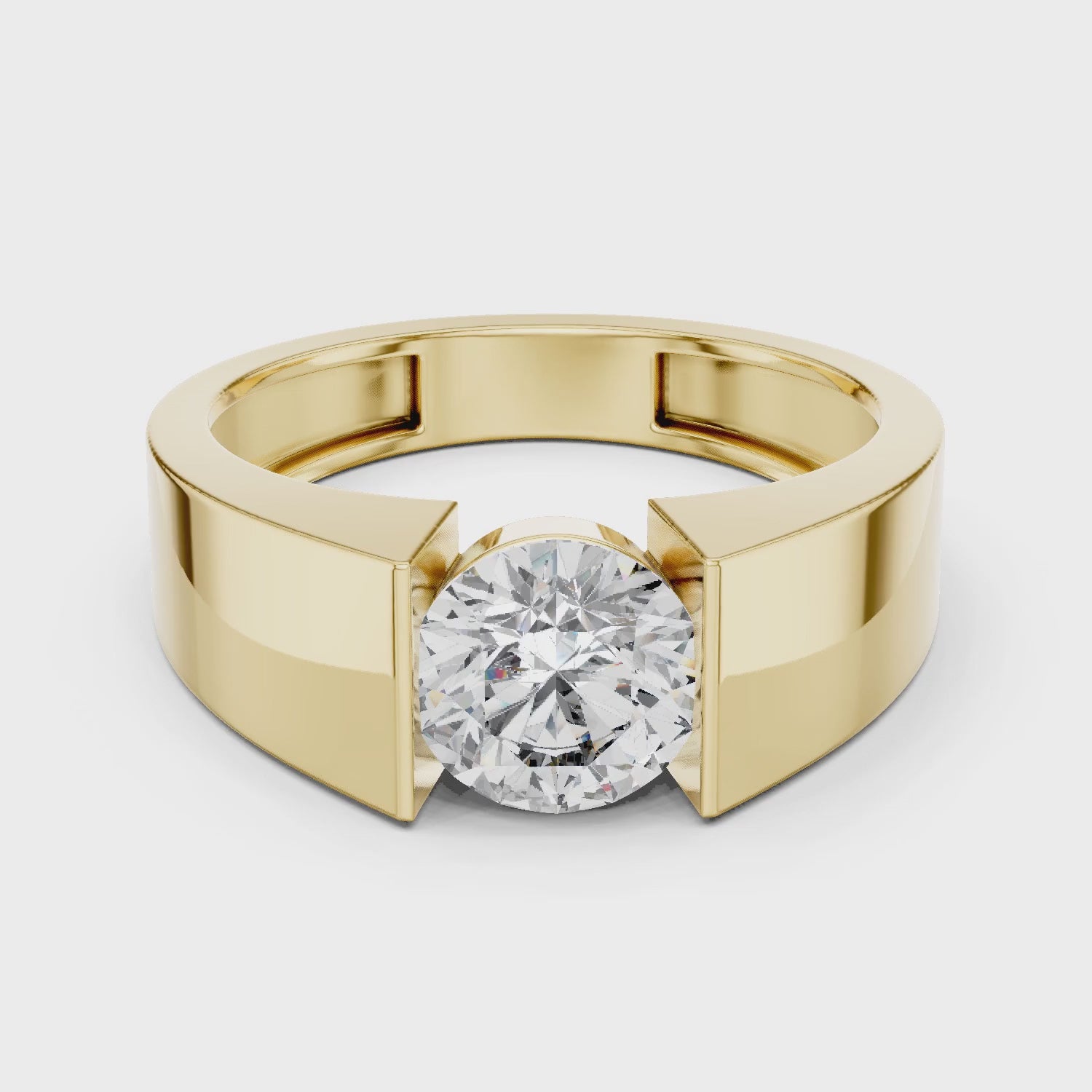 Vera 1.5 Carat Round Lab Grown Diamond Geometric Ring - Yellow Gold video