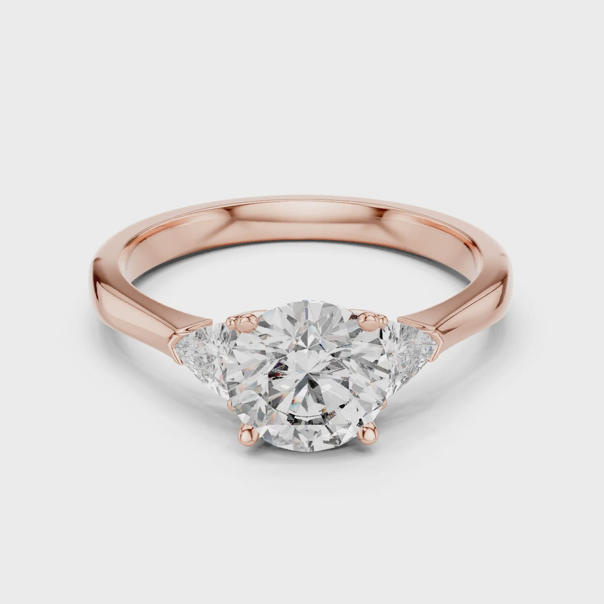 Sienna 1 Carat Round Lab Grown Diamond Bezel Three Stone Ring - Rose Gold video