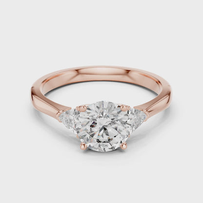 Sienna 1 Carat Round Lab Grown Diamond Bezel Three Stone Ring - Rose Gold video