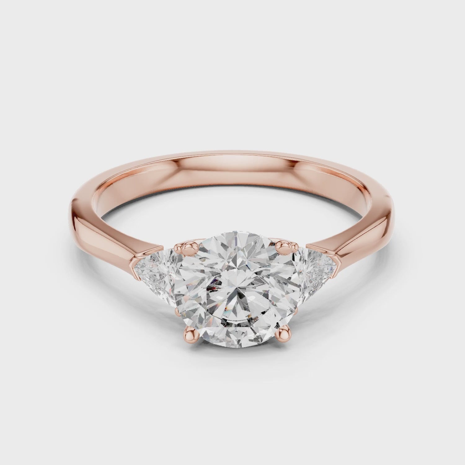 Sienna 1 Carat Round Lab Grown Diamond Bezel Three Stone Ring - Rose Gold video