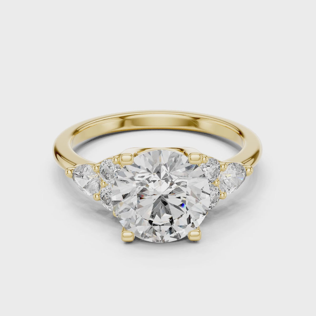 Sienna 2 Carat Round Lab Grown Diamond Pear Engagement Ring - Yellow Gold video