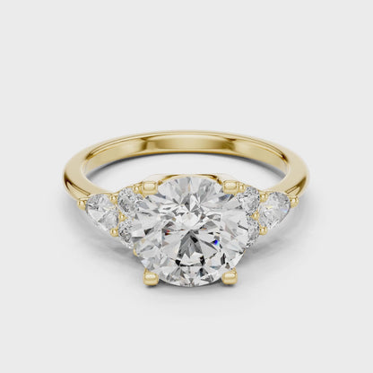 Sienna 2 Carat Round Lab Grown Diamond Pear Engagement Ring - Yellow Gold video