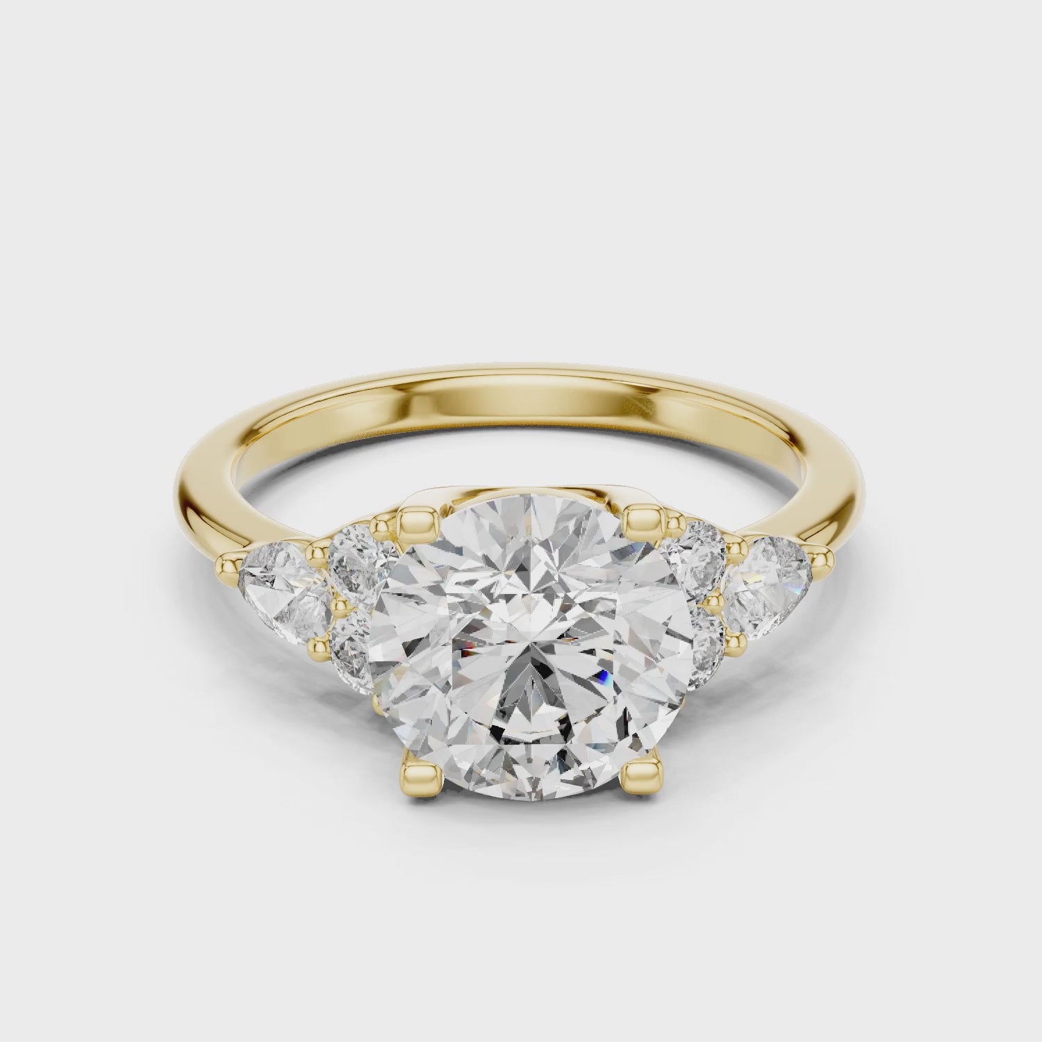 Sienna 2 Carat Round Lab Grown Diamond Pear Engagement Ring - Yellow Gold video