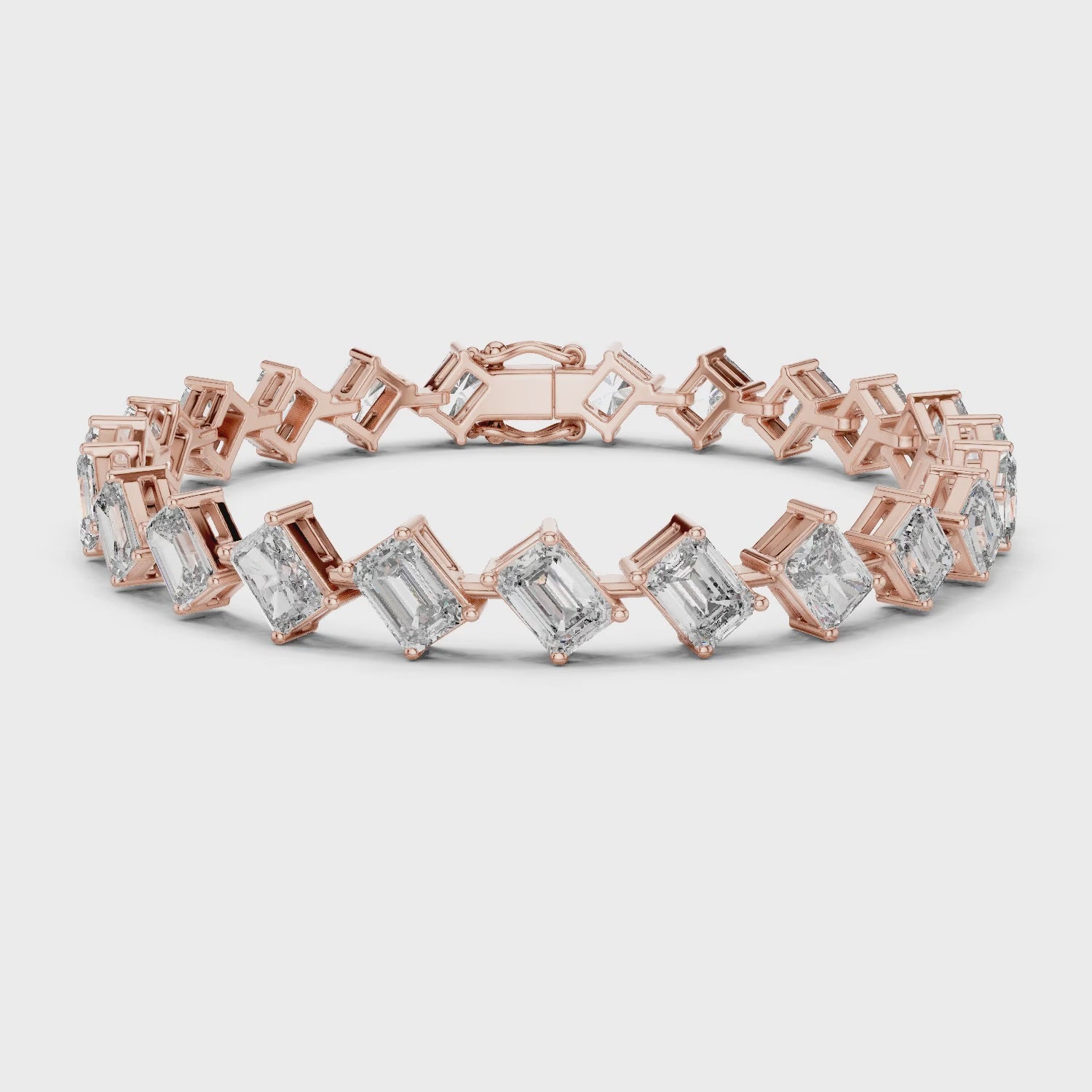 Vera 15 Carat Emerald Lab Grown Diamond Tennis Bracelet - Rose Gold video