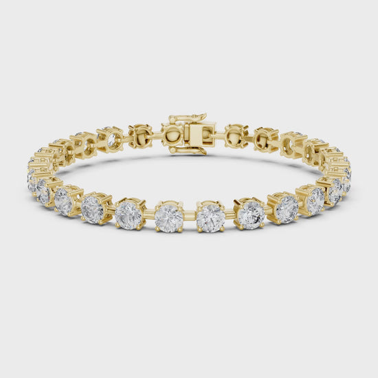 Aurora 10 Carat Round Lab Grown Diamond Tennis Bracelet - Yellow Gold video