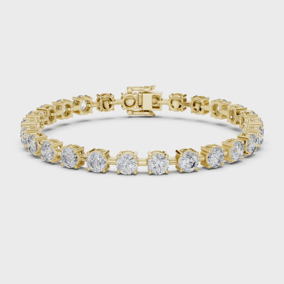 Aurora 10 Carat Round Lab Grown Diamond Tennis Bracelet - Yellow Gold video