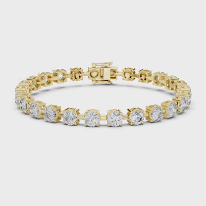 Aurora 10 Carat Round Lab Grown Diamond Tennis Bracelet - Yellow Gold video