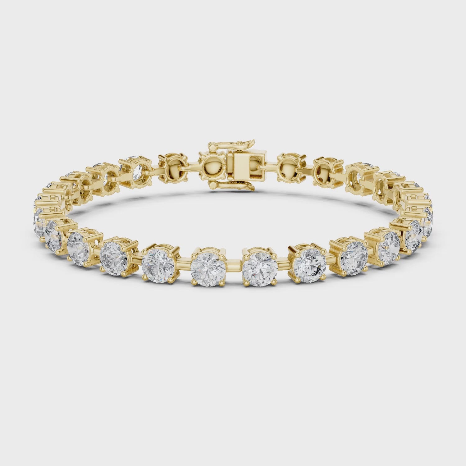 Aurora 10 Carat Round Lab Grown Diamond Tennis Bracelet - Yellow Gold video