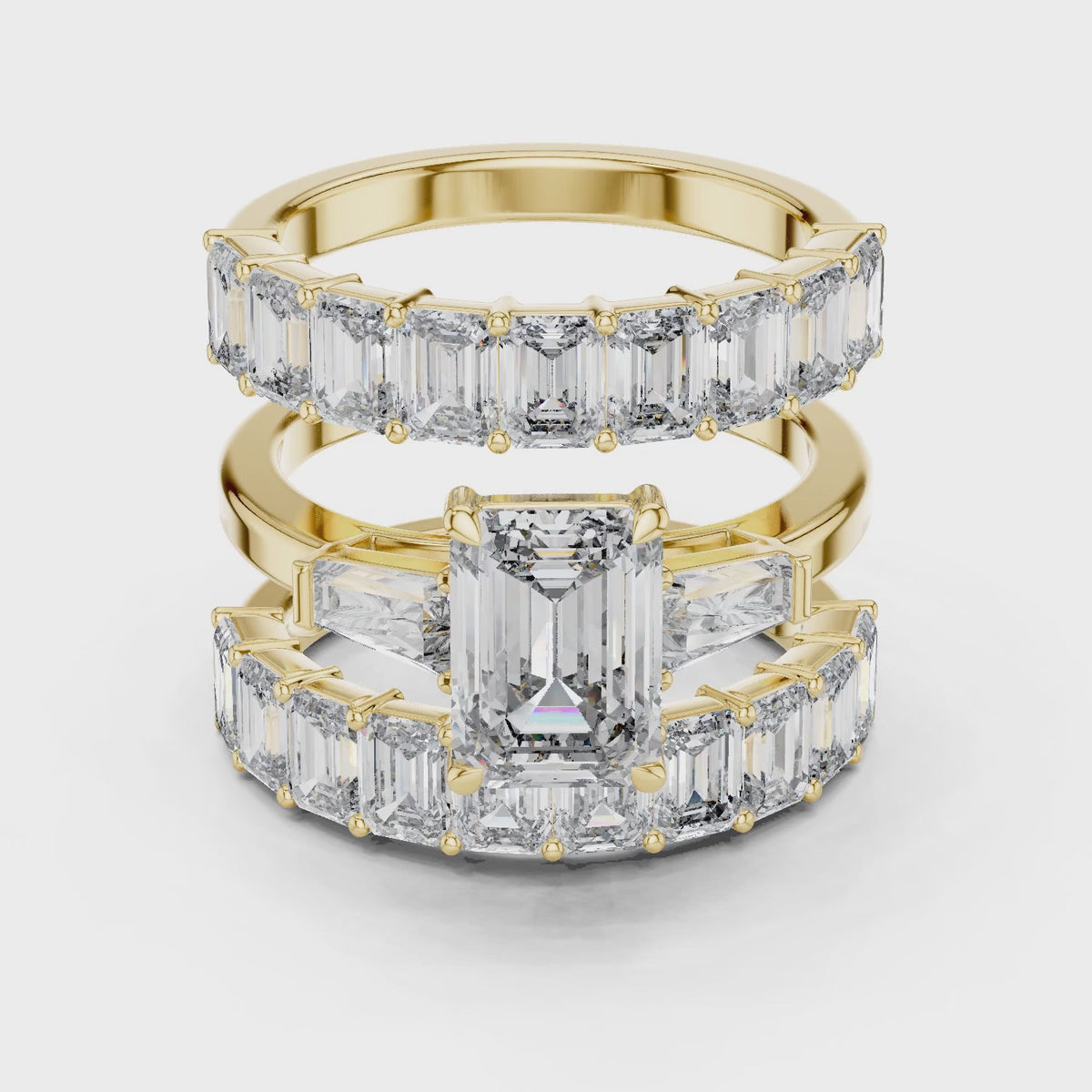 Vera 2 Carat Emerald Lab Grown Diamond Eternity Ring - Yellow Gold video