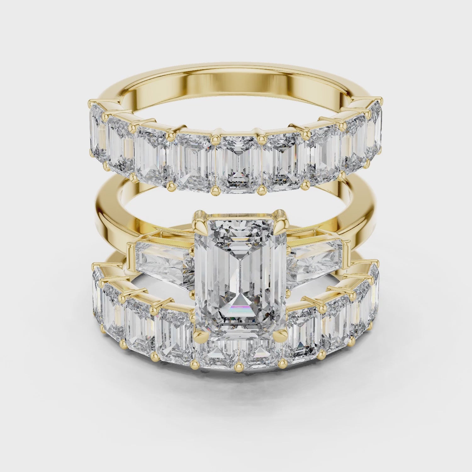Vera 2 Carat Emerald Lab Grown Diamond Eternity Ring - Yellow Gold video