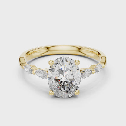 Flora 5 Carat Oval Lab Grown Diamond Engagement Ring - Yellow Gold video
