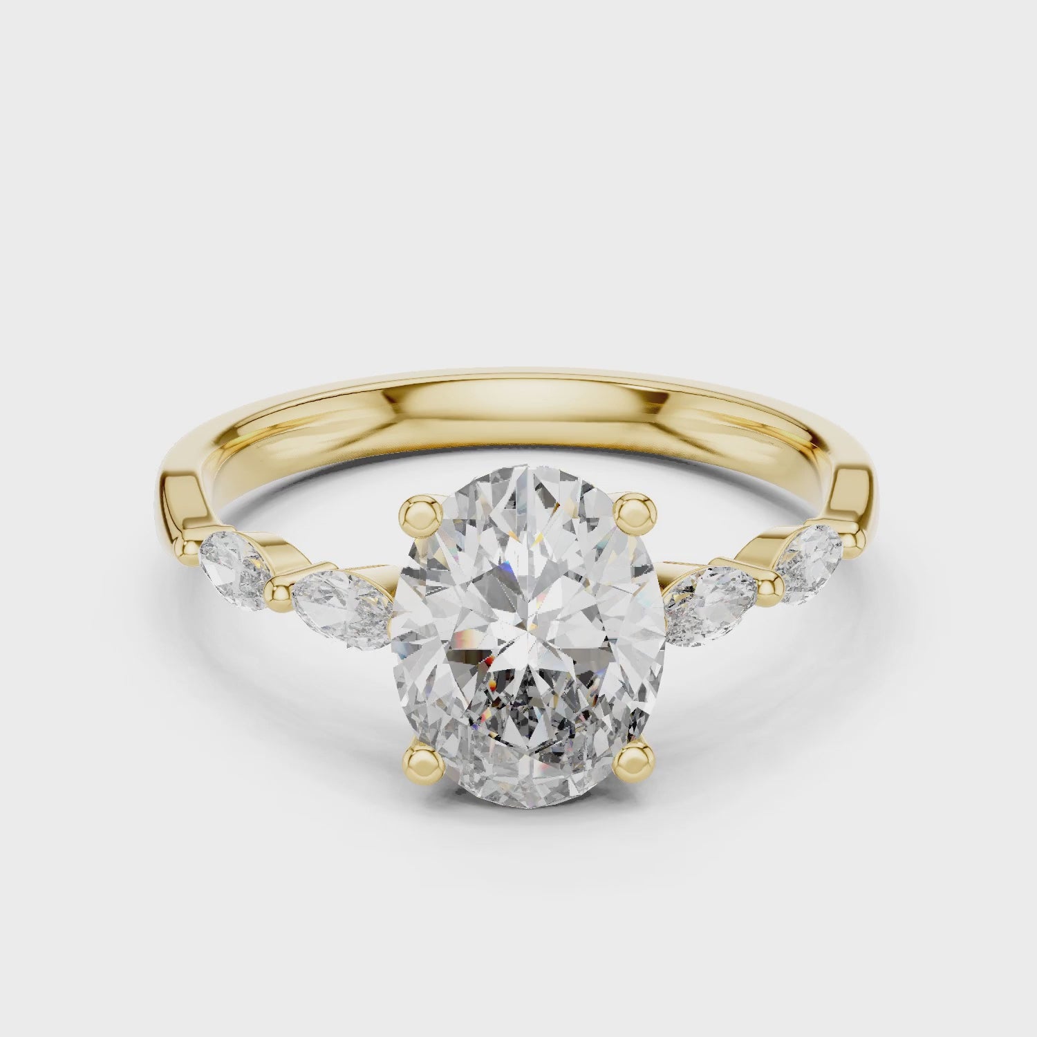 Flora 5 Carat Oval Lab Grown Diamond Engagement Ring - Yellow Gold video