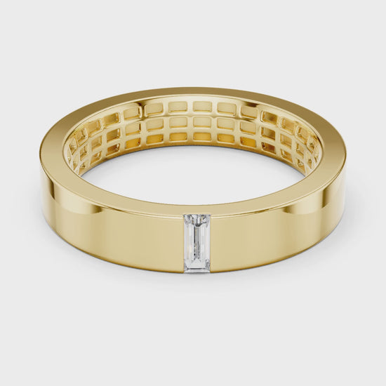 Vera Baguette Lab Grown Diamond Wedding Band - Yellow Gold video