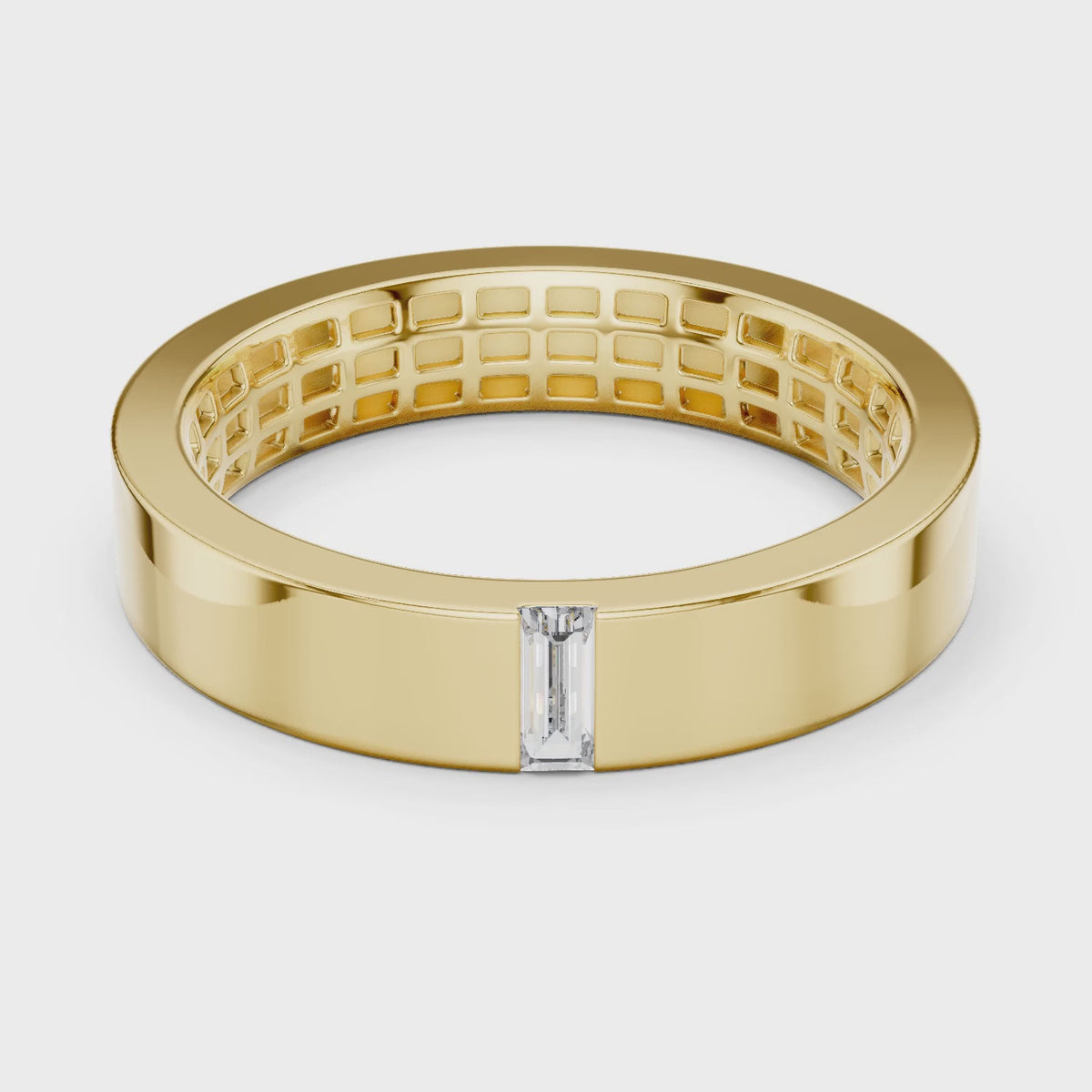 Vera Baguette Lab Grown Diamond Wedding Band - Yellow Gold video