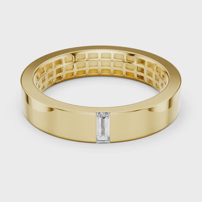 Vera Baguette Lab Grown Diamond Wedding Band - Yellow Gold video