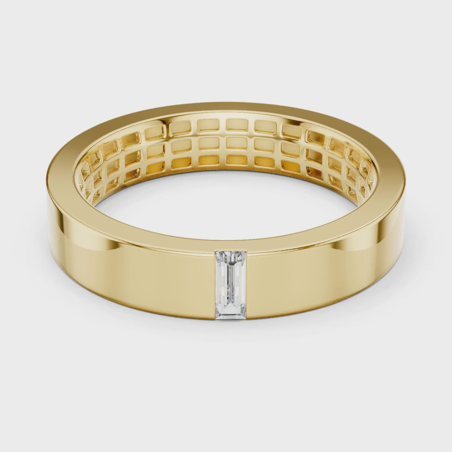 Vera Baguette Lab Grown Diamond Wedding Band - Yellow Gold video