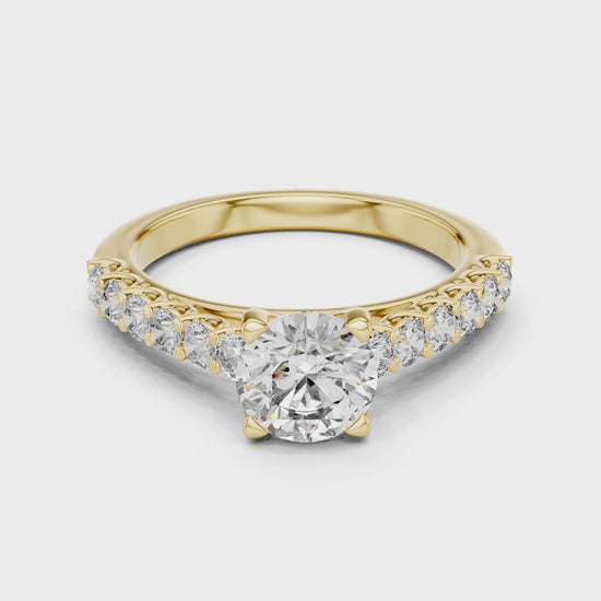 Sienna 1 Carat Round Lab Grown Diamond Engagement Ring - Yellow Gold video