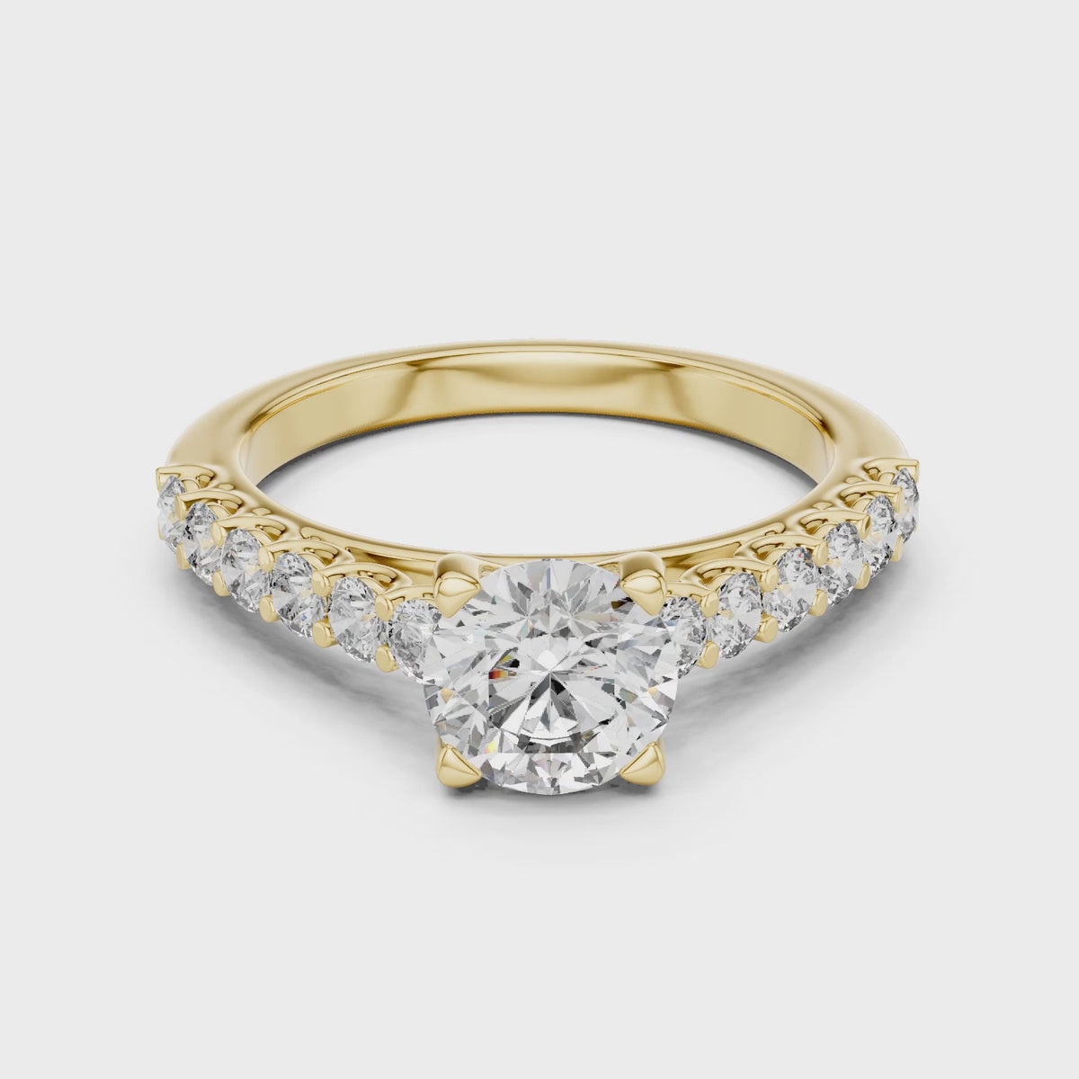 Sienna 1 Carat Round Lab Grown Diamond Engagement Ring - Yellow Gold video