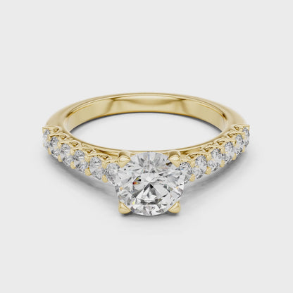 Sienna 1 Carat Round Lab Grown Diamond Engagement Ring - Yellow Gold video