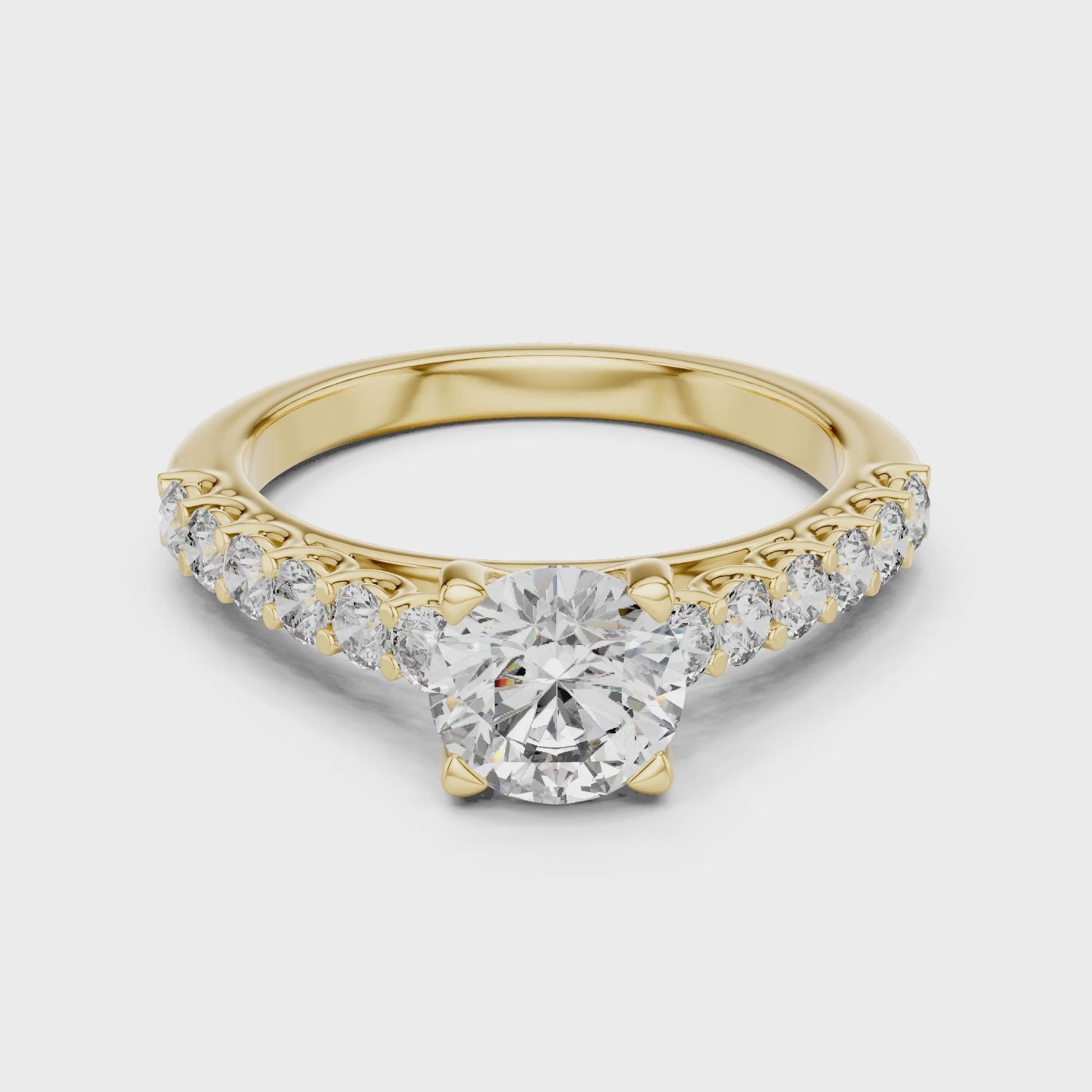 Sienna 1 Carat Round Lab Grown Diamond Engagement Ring - Yellow Gold video