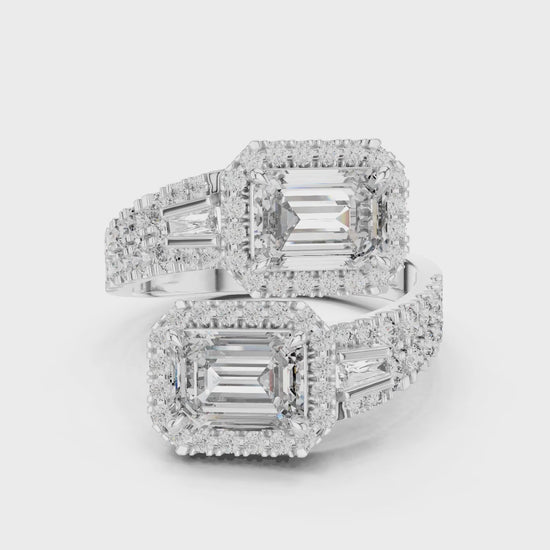Vera 1 Carat Emerald Lab Grown Diamond Toi et Moi Ring - White Gold video
