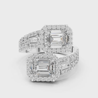 Vera 1 Carat Emerald Lab Grown Diamond Toi et Moi Ring - White Gold video