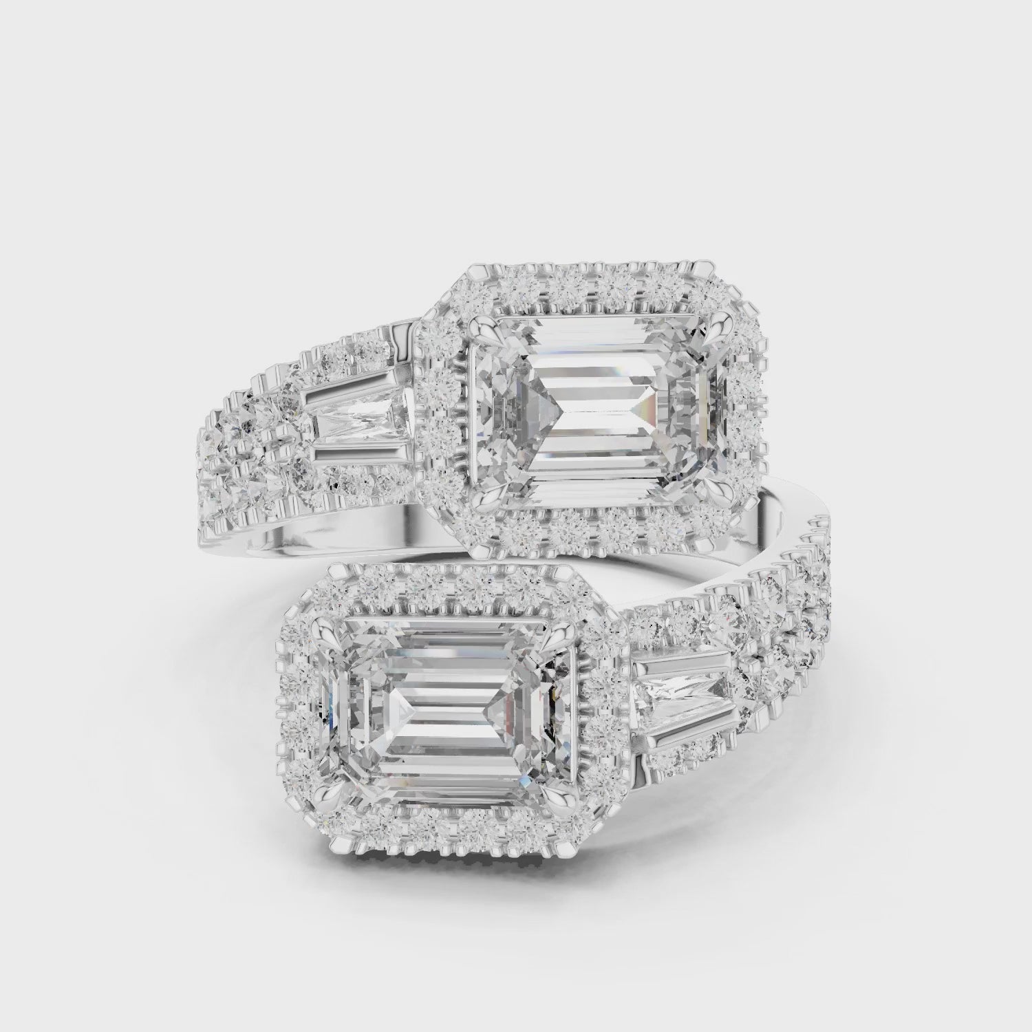 Vera 1 Carat Emerald Lab Grown Diamond Toi et Moi Ring - White Gold video